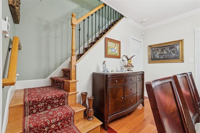 87-15 258th St, Floral Park, NY 11001 - stairs with wood finished floors and crown molding