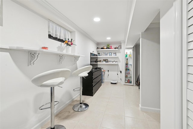 87-15 258th St, Floral Park, NY 11001 - interior space featuring a bar and light tile patterned floors