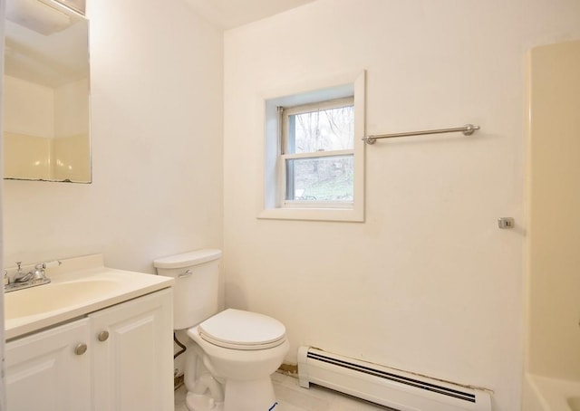 9 Old Albany Post Rd N, Cold Spring, NY 10516 - bathroom featuring toilet, a tub to relax in, a shower, vanity, and a baseboard radiator