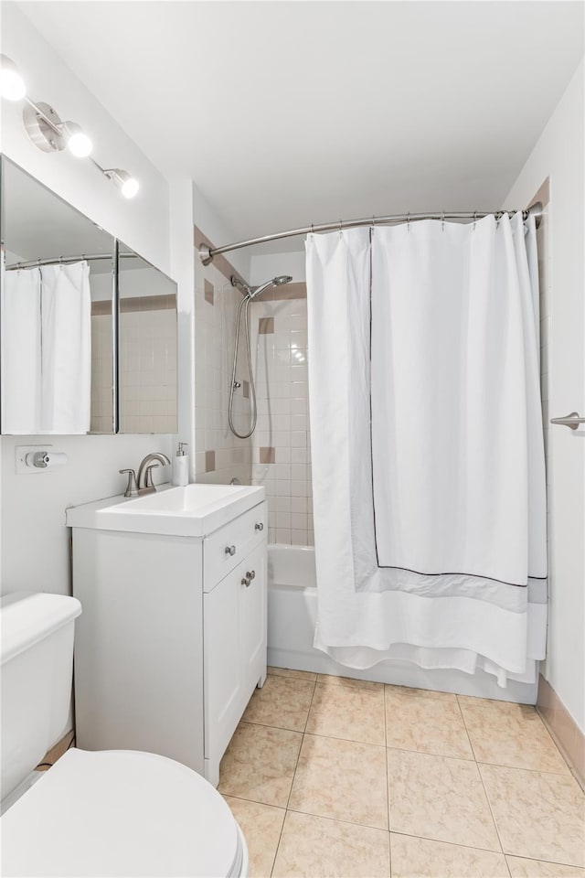4-74 48th Ave Unit Ph4D, Long Island City, NY 11109 - bathroom with toilet, vanity, shower / bath combo with shower curtain, and tile patterned floors