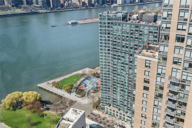4-74 48th Ave Unit Ph4D, Long Island City, NY 11109 - aerial overview of property's location with nearby urban area and a nearby body of water