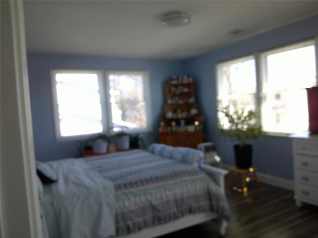 bedroom featuring baseboards and dark wood finished floors