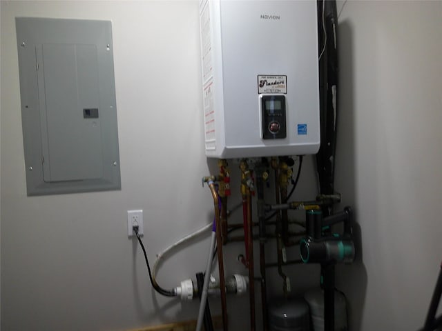 utilities featuring electric panel and water heater