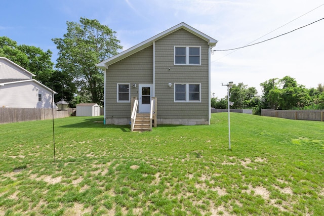 2 Lafayette Dr, Shirley, NY 11967 - back of property with a storage shed and entry steps