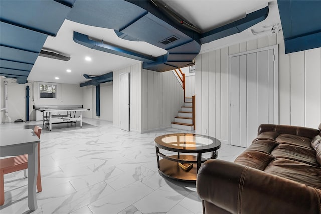 common area with stairway and visible vents