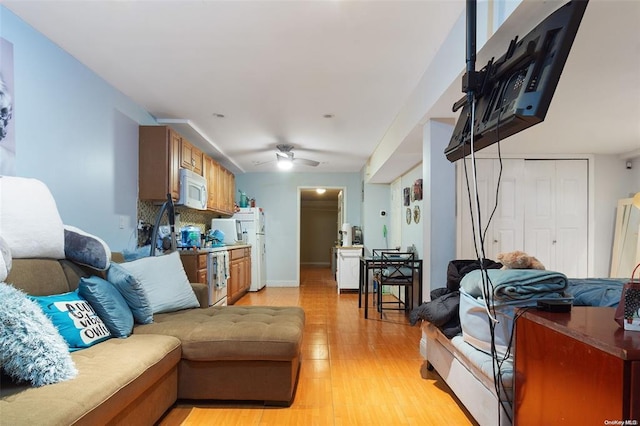 206-38 45th Rd, Bayside, NY 11361 - living area featuring light wood-type flooring and a ceiling fan
