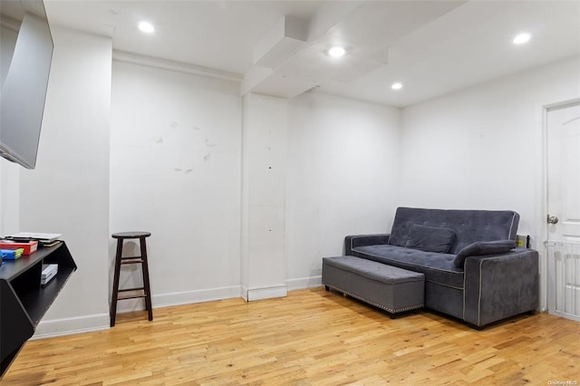 206-38 45th Rd, Bayside, NY 11361 - sitting room with light wood finished floors, baseboards, and recessed lighting