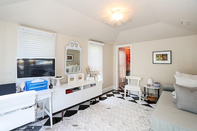 45 Holiday Blvd, Center Moriches, NY 11934 - living room featuring lofted ceiling and baseboards