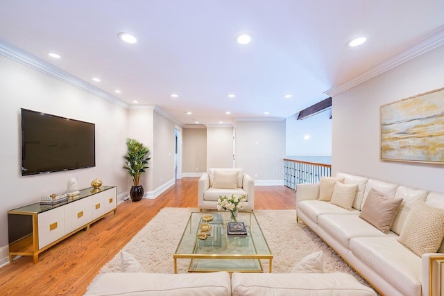 11 Victorian Ln, Brookville, NY 11545 - living area featuring crown molding, recessed lighting, and light wood-type flooring