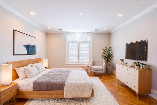 11 Victorian Ln, Brookville, NY 11545 - bedroom featuring recessed lighting and ornamental molding