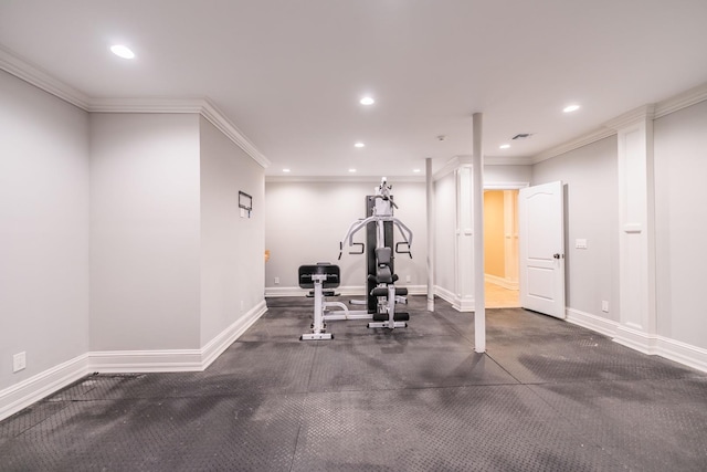 11 Victorian Ln, Brookville, NY 11545 - exercise area with crown molding and recessed lighting