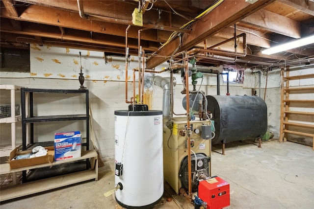 950 Main Bayview Rd, Southold, NY 11971 - utilities with water heater, a heating unit, and heating fuel