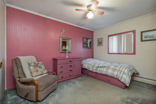 431 Grand Blvd, Brentwood, NY 11717 - carpeted bedroom with crown molding and ceiling fan
