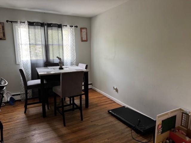 27 Hampton Ave, Mastic, NY 11950 - dining room with wood finished floors, baseboards, and baseboard heating