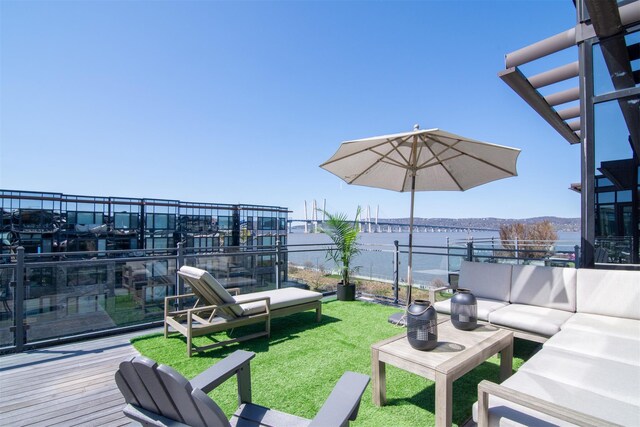 18 Rivers Edge Dr Unit 506, Tarrytown, NY 10591 - view of grassy yard with outdoor lounge area and a water view