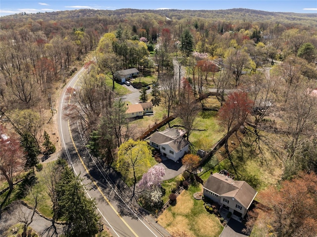 bird's eye view with a view of trees