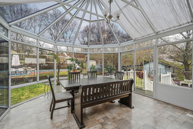 sunroom / solarium featuring outdoor dining space and plenty of natural light