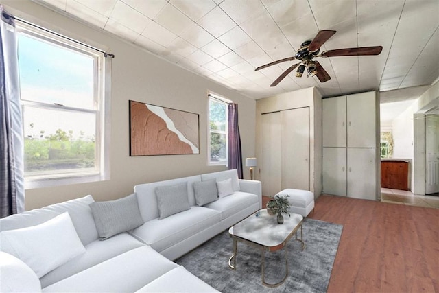 66-68 Spook Hole Rd, Ellenville, NY 12428 - living area with ceiling fan and wood finished floors