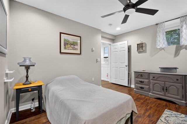 155 Tuckers Corners Rd, Plattekill, NY 12528 - bedroom with dark wood-type flooring, recessed lighting, and ceiling fan