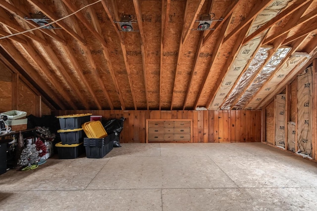 view of unfinished attic