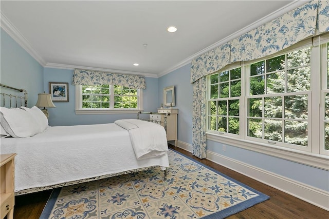 70 Haights Cross Rd, Chappaqua, NY 10514 - bedroom featuring ornamental molding, baseboards, wood finished floors, and recessed lighting