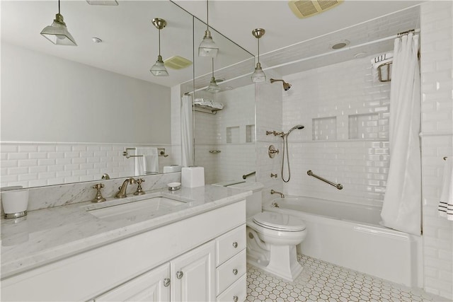 70 Haights Cross Rd, Chappaqua, NY 10514 - full bathroom with shower / bath combo with shower curtain, toilet, vanity, and tile patterned flooring