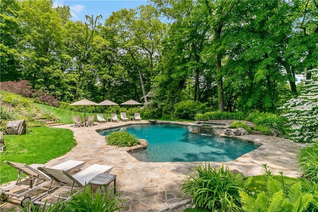70 Haights Cross Rd, Chappaqua, NY 10514 - view of pool with a patio area and a pool with connected hot tub