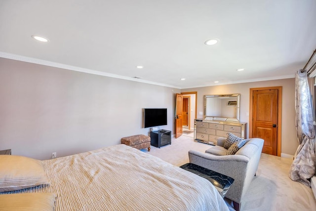 34 Duke Dr, Manhasset Hills, NY 11040 - bedroom featuring light carpet, recessed lighting, and crown molding