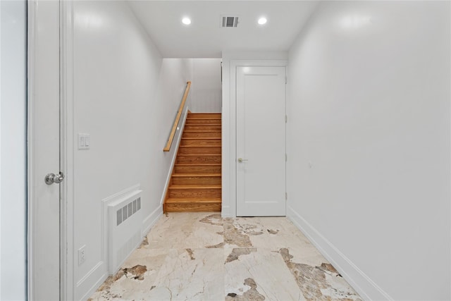 5 Francis Pl Unit 214, Monsey, NY 10952 - staircase featuring radiator and recessed lighting