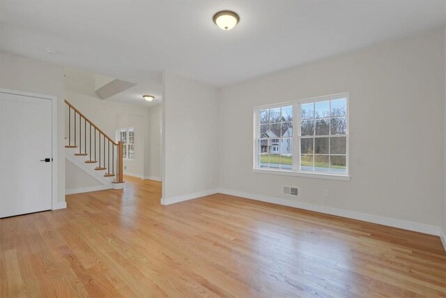 LOT2 Lakes Rd, Monroe, NY 10950 - empty room with visible vents, baseboards, light wood-style flooring, and stairs