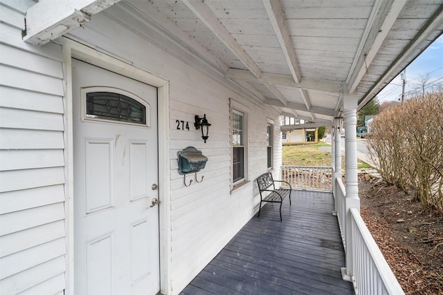 deck featuring a porch