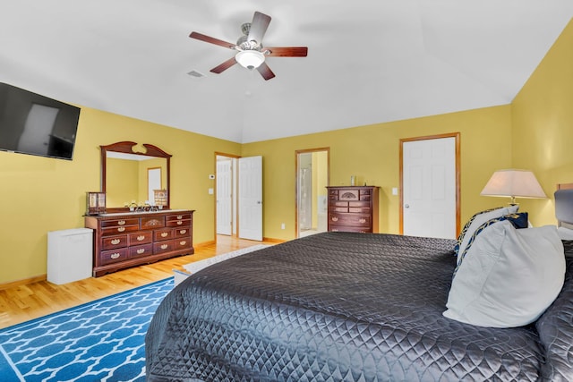 309 Quannacut Rd, Pine Bush, NY 12566 - bedroom with wood finished floors, lofted ceiling, and a ceiling fan