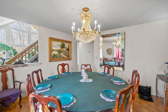 225 Toleman Rd, Washingtonville, NY 10992 - dining room with a notable chandelier