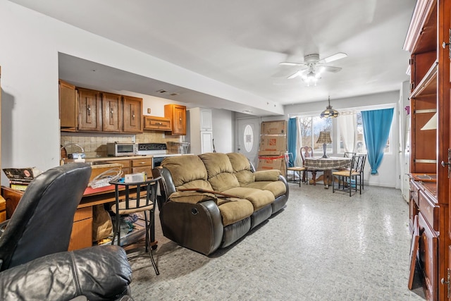 225 Toleman Rd, Washingtonville, NY 10992 - living area featuring a ceiling fan, visible vents, and a toaster