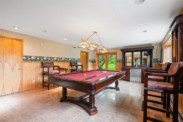 370 Forest Rd, Wallkill, NY 12589 - game room with wallpapered walls, a bar, pool table, and recessed lighting