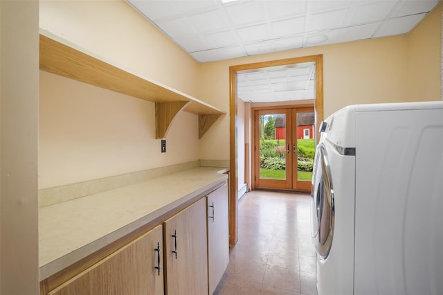 370 Forest Rd, Wallkill, NY 12589 - washroom featuring french doors and washing machine and dryer