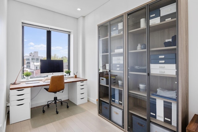 1043 Halsey St Unit 4, Brooklyn, NY 11207 - office area with light wood-style floors