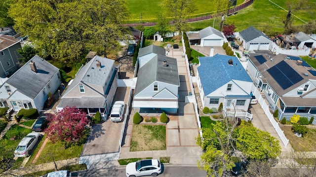 bird's eye view with a residential view