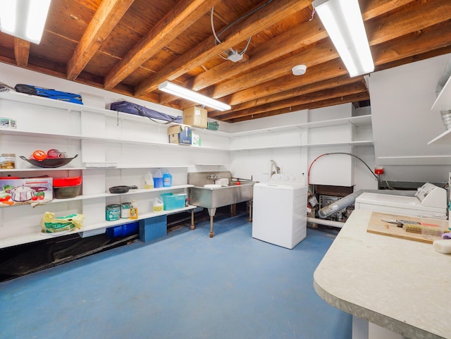 236 Lakeview Drive Rd, Eldred, NY 12743 - clothes washing area with a sink, laundry area, and independent washer and dryer