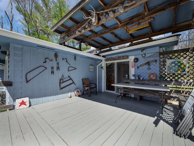 236 Lakeview Drive Rd, Eldred, NY 12743 - wooden deck with outdoor dining space