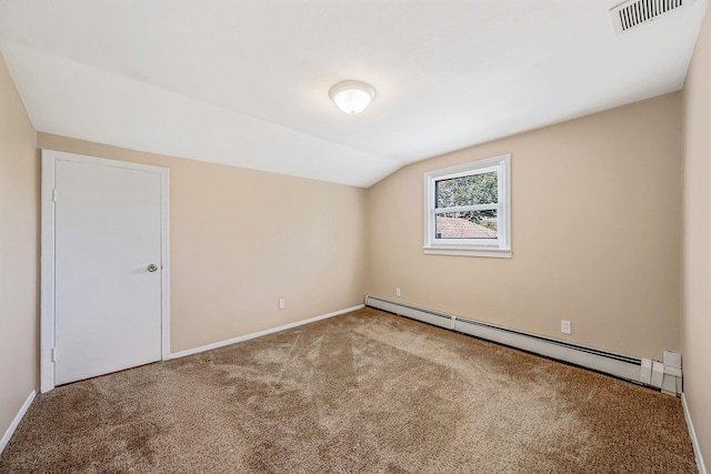 53 Abinet Ct, Selden, NY 11784 - carpeted empty room with a baseboard heating unit, lofted ceiling, and baseboards