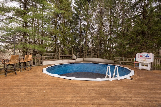 pool with a deck