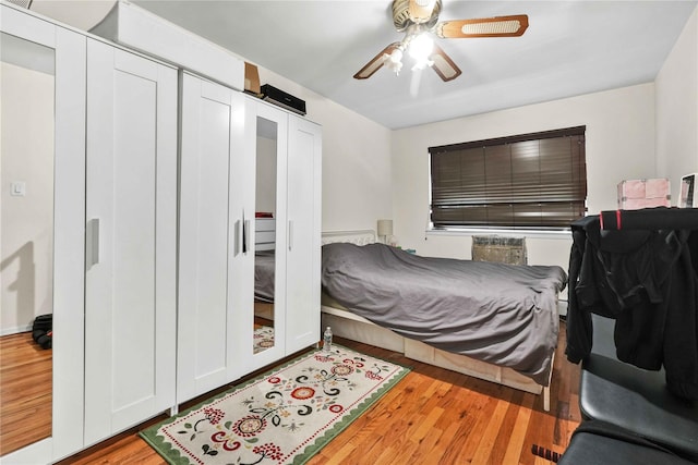 3145 37th St, Astoria, NY 11103 - bedroom featuring wood finished floors and ceiling fan