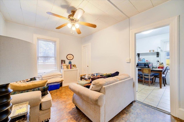61 Haseco Ave, Port Chester, NY 10573 - living room with a ceiling fan