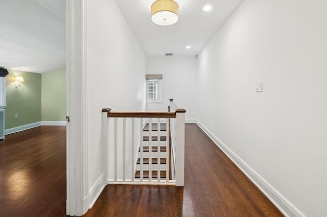 51 Valley Rd, Larchmont, NY 10538 - corridor with wood finished floors, an upstairs landing, and recessed lighting