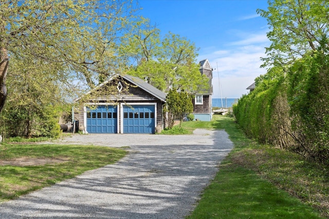 view of detached garage
