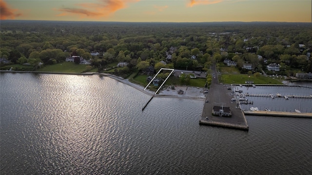 aerial view of a nearby body of water