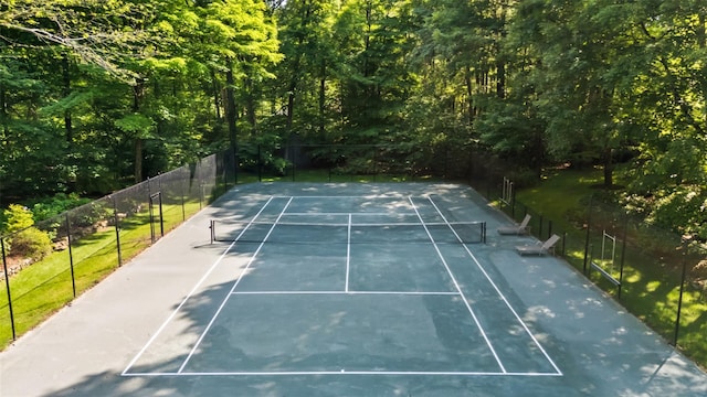 17 Eastwoods Rd, Pound Ridge, NY 10576 - view of tennis court with a wooded view