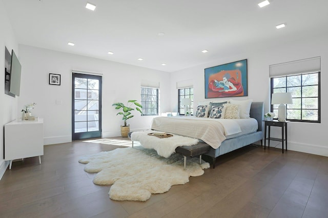 165 Valley Rd, New Rochelle, NY 10804 - bedroom with recessed lighting, access to exterior, baseboards, and wood finished floors