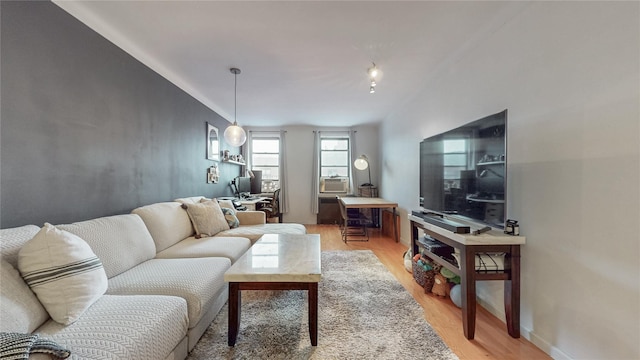 living area with light wood finished floors